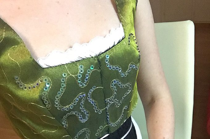 bodice sewn together and worn renaissance inspired gown