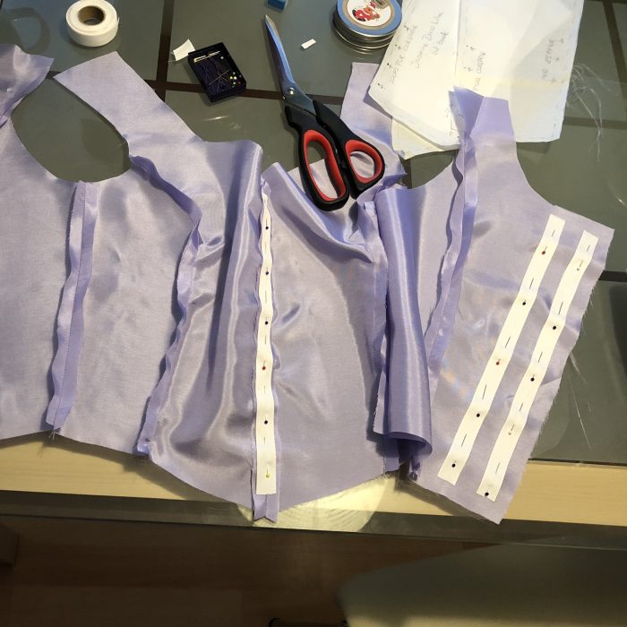 adding boning channels to the bodice lining