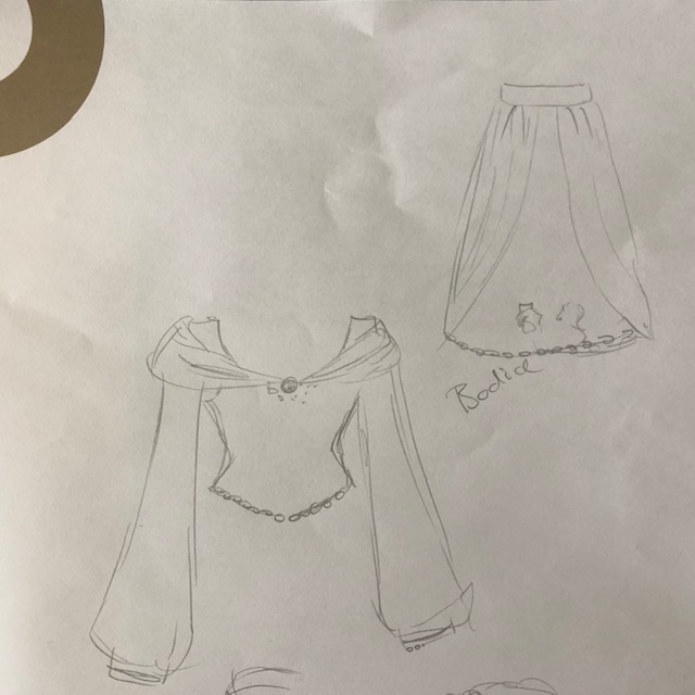 initial sketches for the disney dress