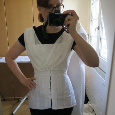 me wearing the corset cover over corset